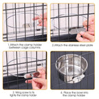 No-Spill Stainless Steel Crate Dog Bowl with Clamp Holder