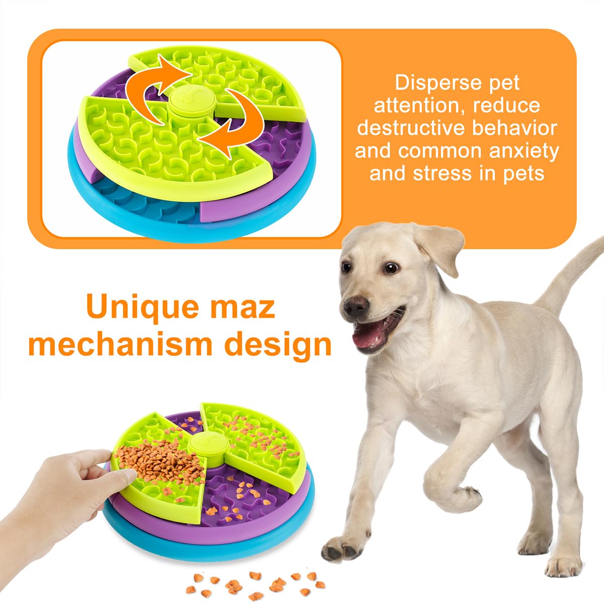 3-in-1 Slow Feeder Dog Bowl - Anti-Choke Puzzle Feeder with Lick Mat for Medium & Large Dogs