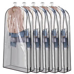 5-Pack Clear Garment Bags - Waterproof Dust-Proof Hanging Clothes Storage for Suits, Dresses & Coats