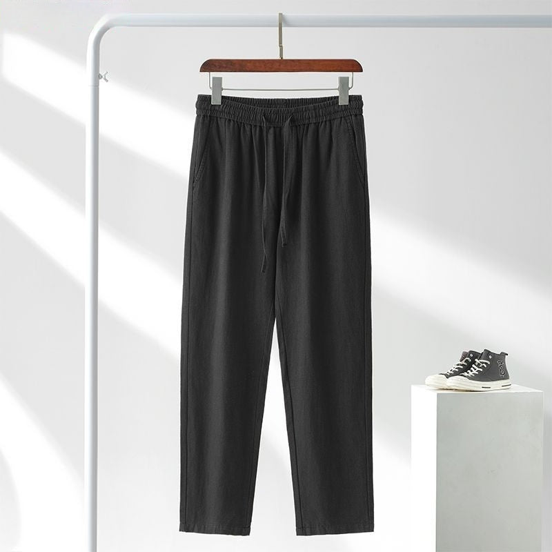 Men's Japanese-Style Linen Casual Pants – Relaxed Straight Leg, Sizes S–5XL