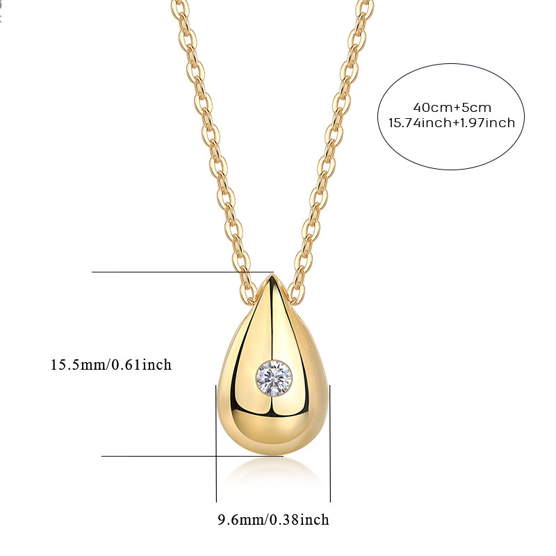 Moissanite Water Drop Necklace | 0.1ct Diamond Alternative | S925 Sterling Silver Pendant
