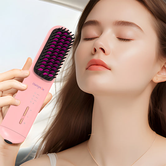 USB Rechargeable Cordless Hair Straightener Brush – Ionic Styling Comb for Men & Women | 3 Heat Settings