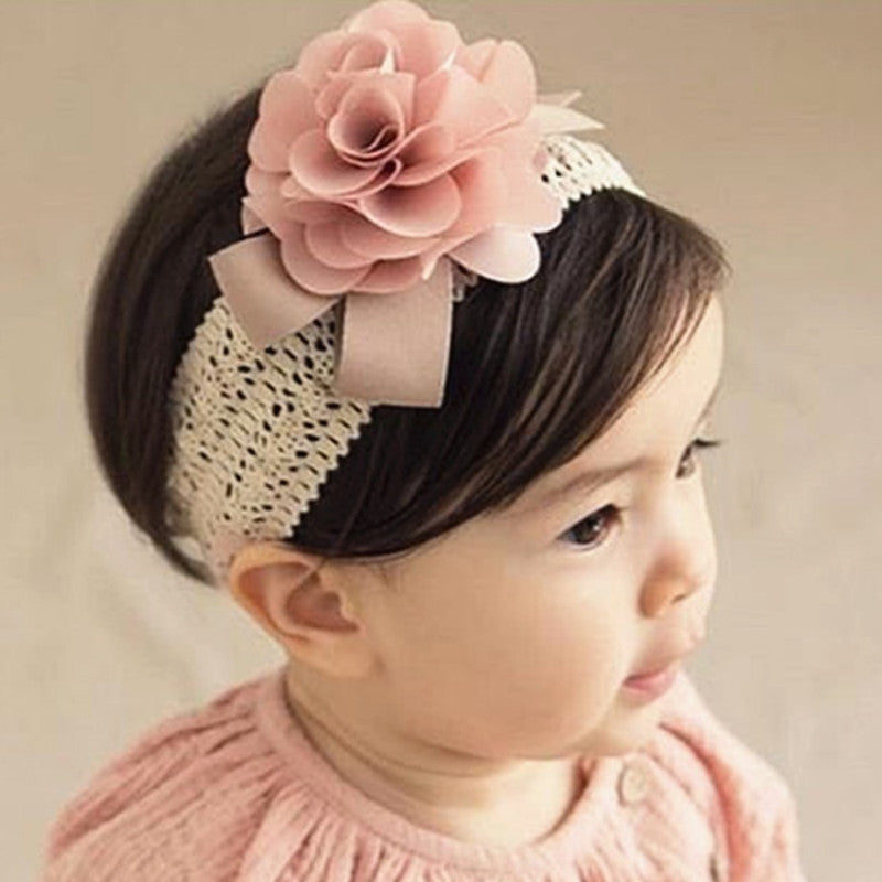 Baby Flower Headband – Soft Lace Floral Bow for Newborn & Toddler Girls