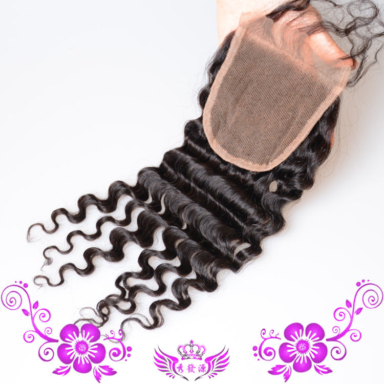 4x4 Human Hair Deep Wave Lace Closure - Hand-Woven
