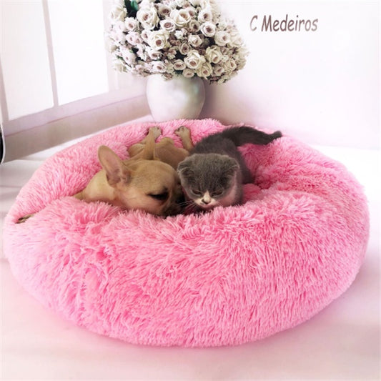 Plush Round Cat Bed – Ultra Soft Faux Fur Nest for Cats & Small Dogs