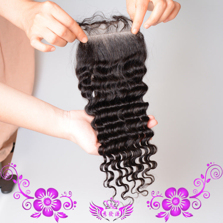 4x4 Human Hair Deep Wave Lace Closure - Hand-Woven