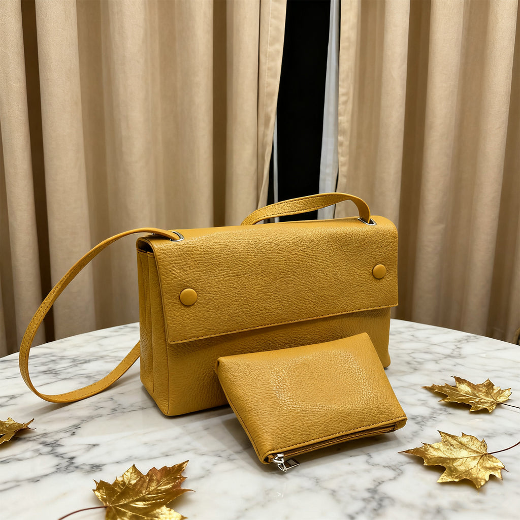 Structured Crossbody Handbag - Vegan Leather Shoulder Bag with Adjustable Strap