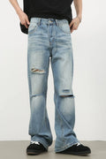 Men's Distressed Jeans | Classic Fit | Cotton Blend | Vintage Denim