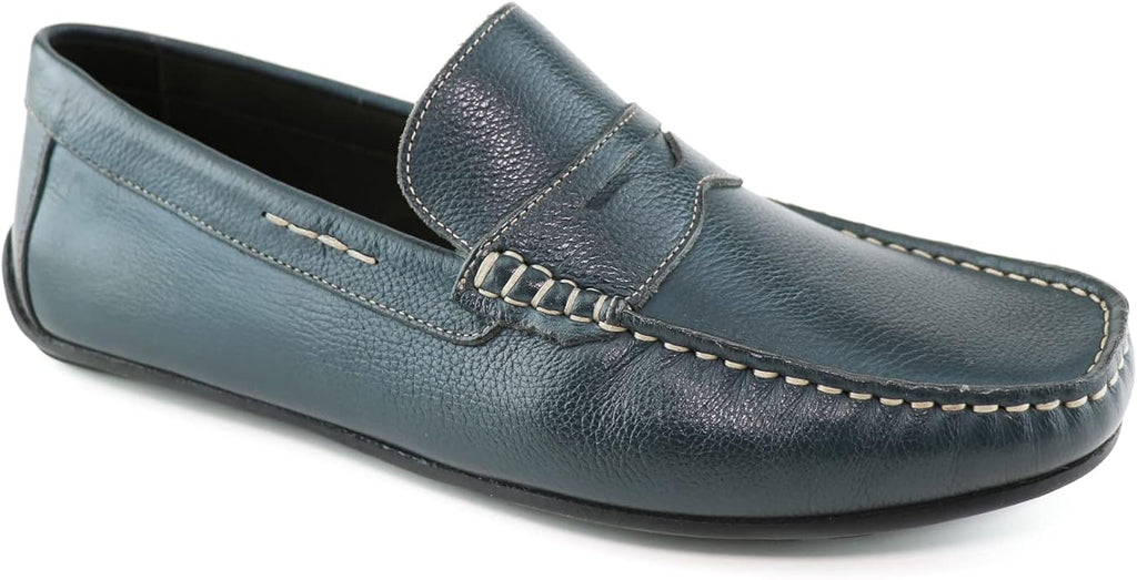 Men's Handcrafted Brazilian Leather Penny Loafers – Gel Heel Cushion, Arch Support & Anti-Slip Sole