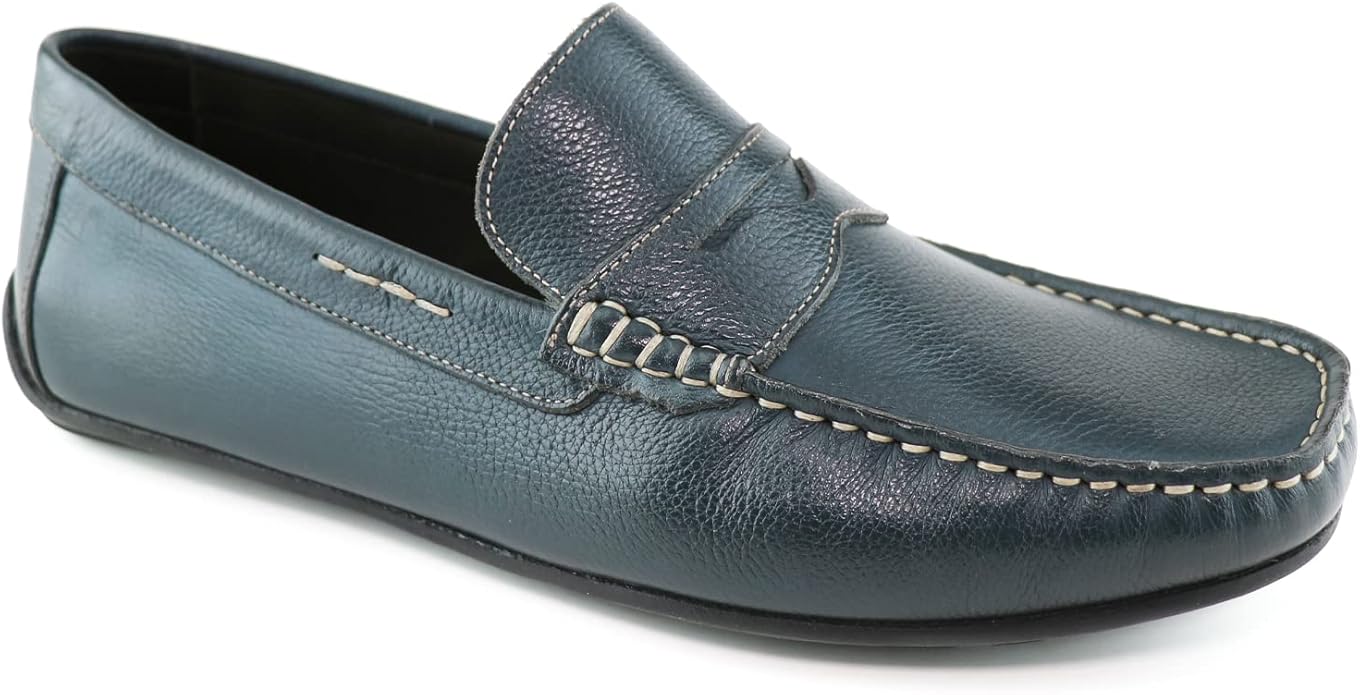 Men's Handcrafted Brazilian Leather Penny Loafers – Gel Heel Cushion, Arch Support & Anti-Slip Sole