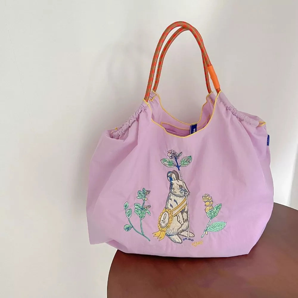 Embroidered Lightweight Canvas Tote Bag