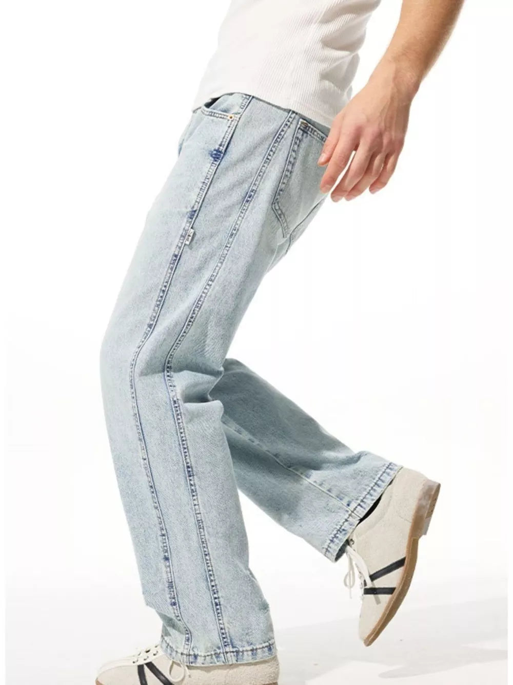 Men's Wide Leg Jeans | Cotton-Rayon Blend | Washed Finish & Slight Stretch