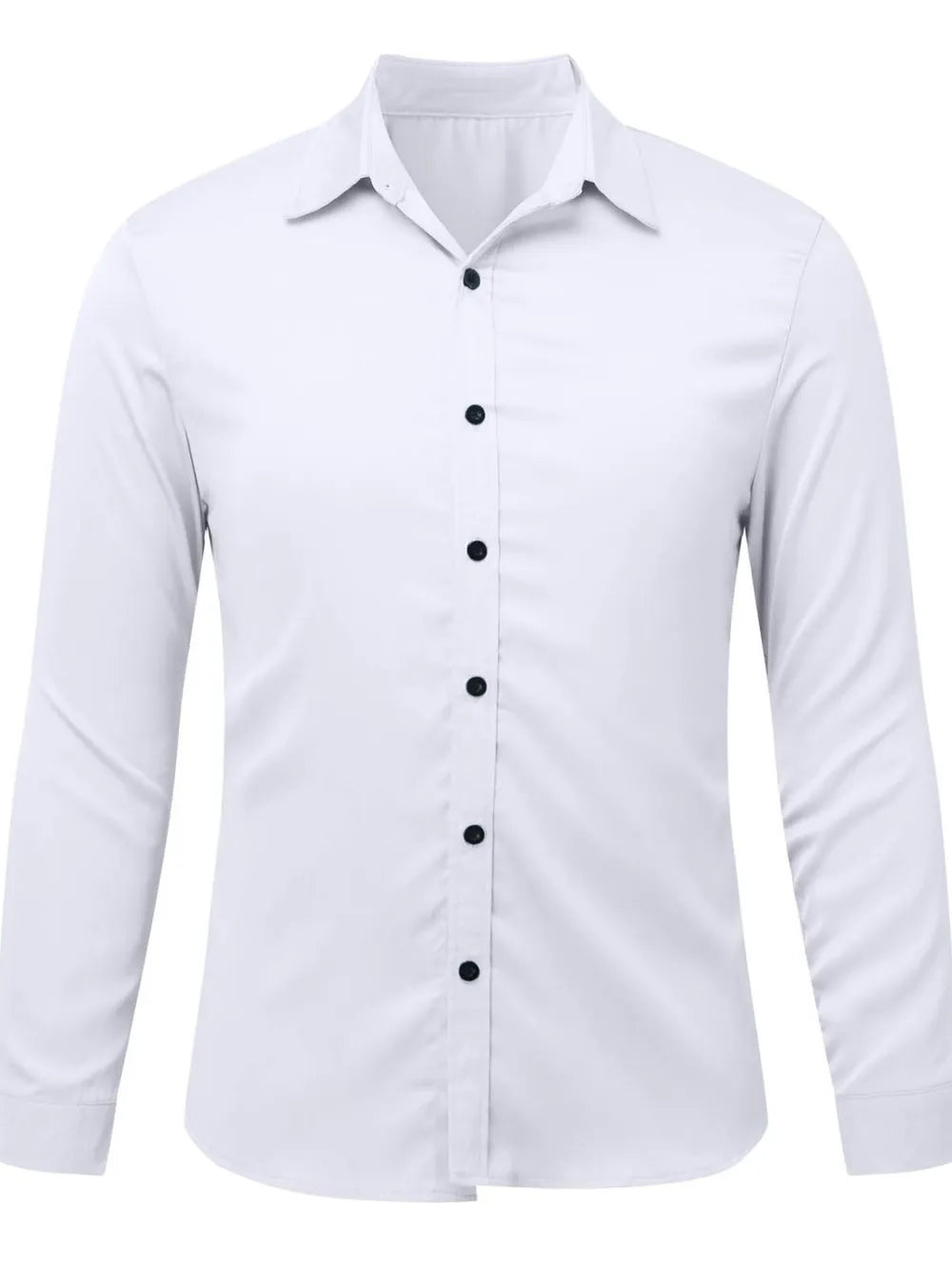 Men's Button-Down Long Sleeve Shirt – Lightweight Stretch Polyester