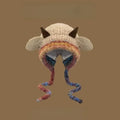 Cute Thick Plush Knitted Hat Girls Winter Warm Ear Protection Beanies Hat Women Comfortable Horn Pullover Hats