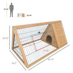 PawHut 46" Wooden Rabbit Hutch with Run – Outdoor A-Frame Cage for Rabbits, Guinea Pigs & Small Animals
