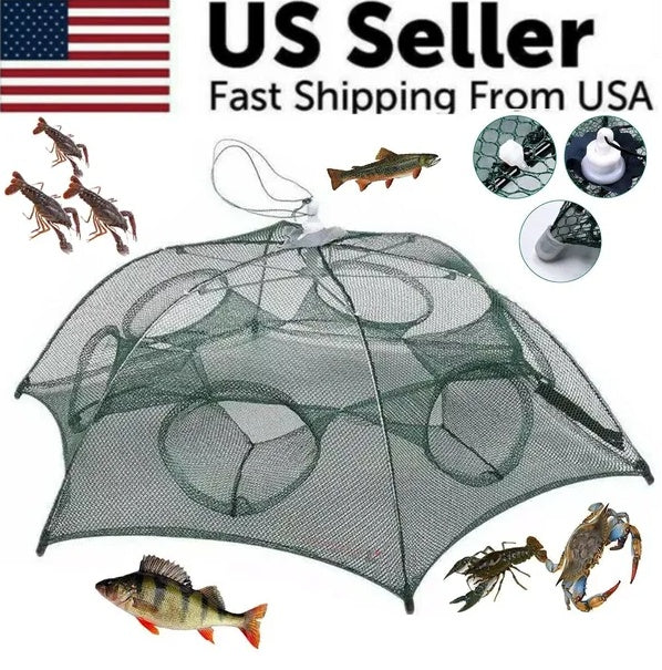 Collapsible Fishing Bait Trap - Easy Catch Crab, Crawfish & Minnow Net for Freshwater & Saltwater