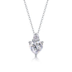 Heart Moissanite Pendant Necklace | S925 Sterling Silver, Platinum Plated