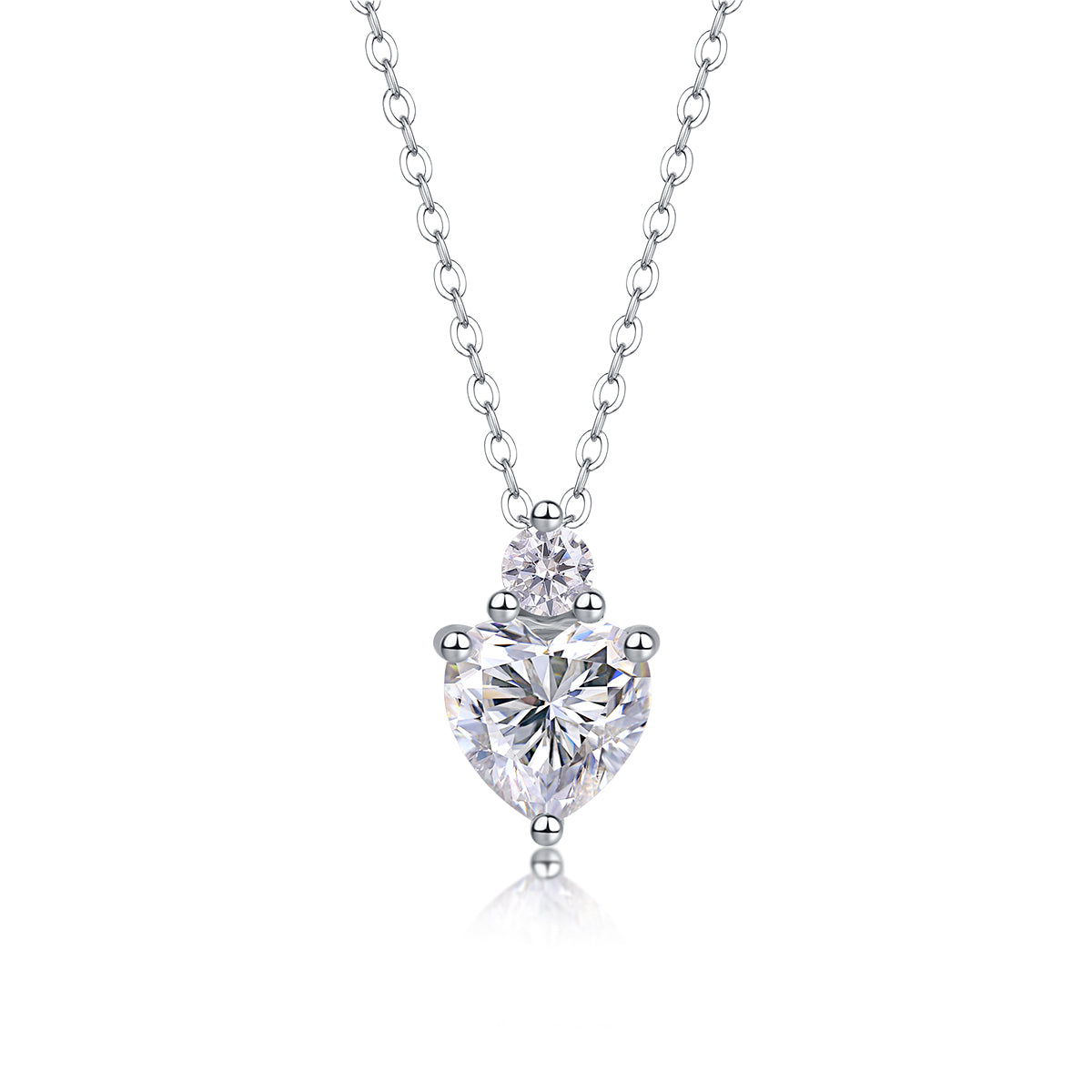 Heart Moissanite Pendant Necklace | S925 Sterling Silver, Platinum Plated