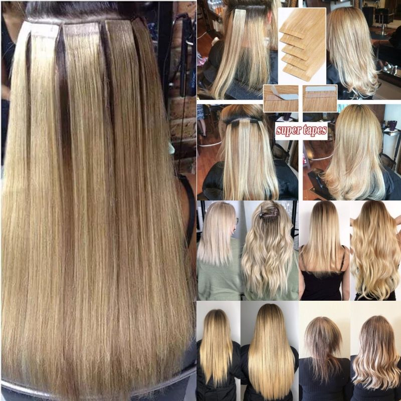 Platinum Blonde Tape-In Hair Extensions - 20 Pieces, 50g Remy Human Hair