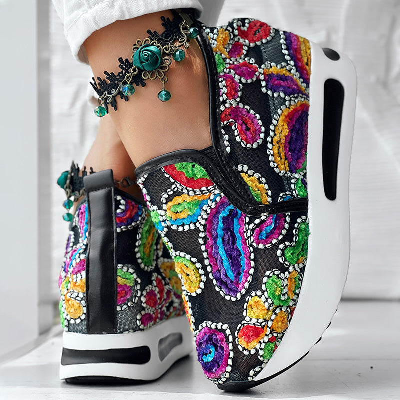 Women's Paisley Print Slip-On Sneakers - Lightweight Casual Shoes