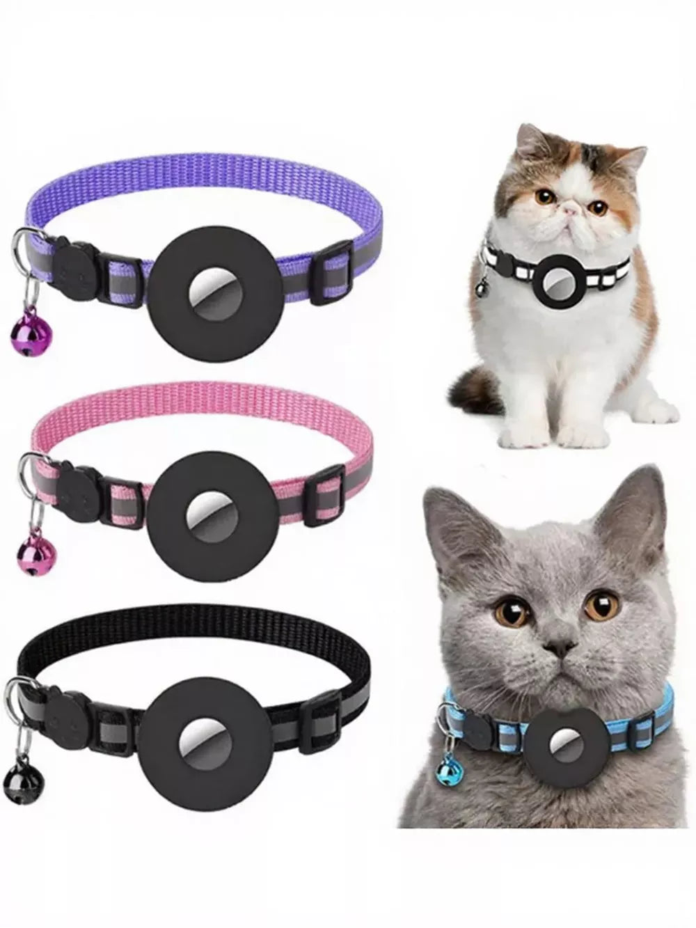 AirTag Reflective Pet Collar with Bell – Anti-Lost Locator for All Devices
