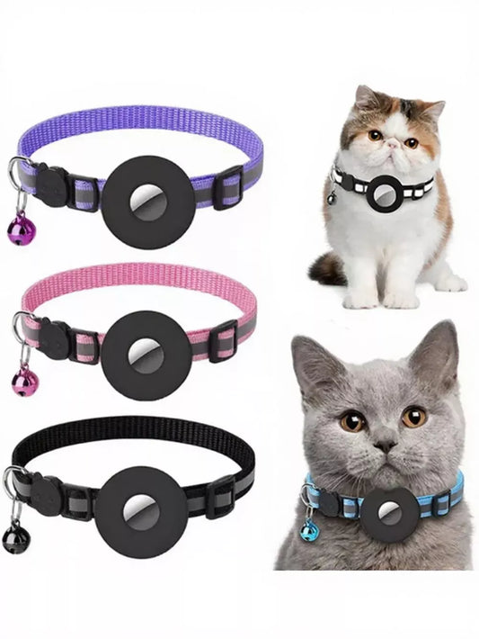 AirTag Reflective Pet Collar with Bell – Anti-Lost Locator for All Devices