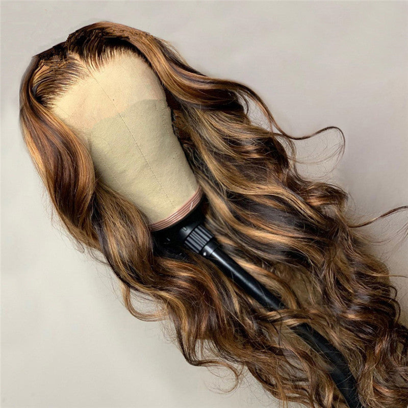 Long Curly Wig with Center Part Bangs - Heat Resistant Synthetic Fiber