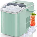Portable Countertop Ice Maker Machine - 26 lbs Daily, 2 Ice Sizes, Self-Cleaning - Black/Green