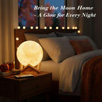 LED Moon Lamp Night Light with Remote - 16 Color Changing Ambient Lighting with Wood Stand