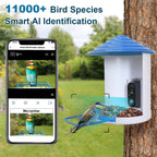 Smart Bird Feeder Camera with Solar Panel - 1080P HD AI Bird Identification & Motion Detection