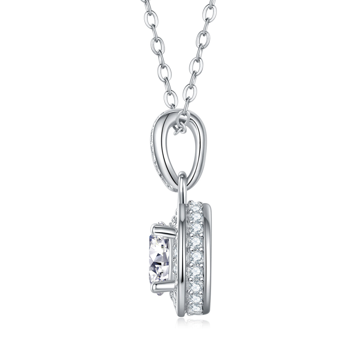 1 Carat Moissanite Pendant Necklace - Sterling Silver Diamond Jewelry for Women