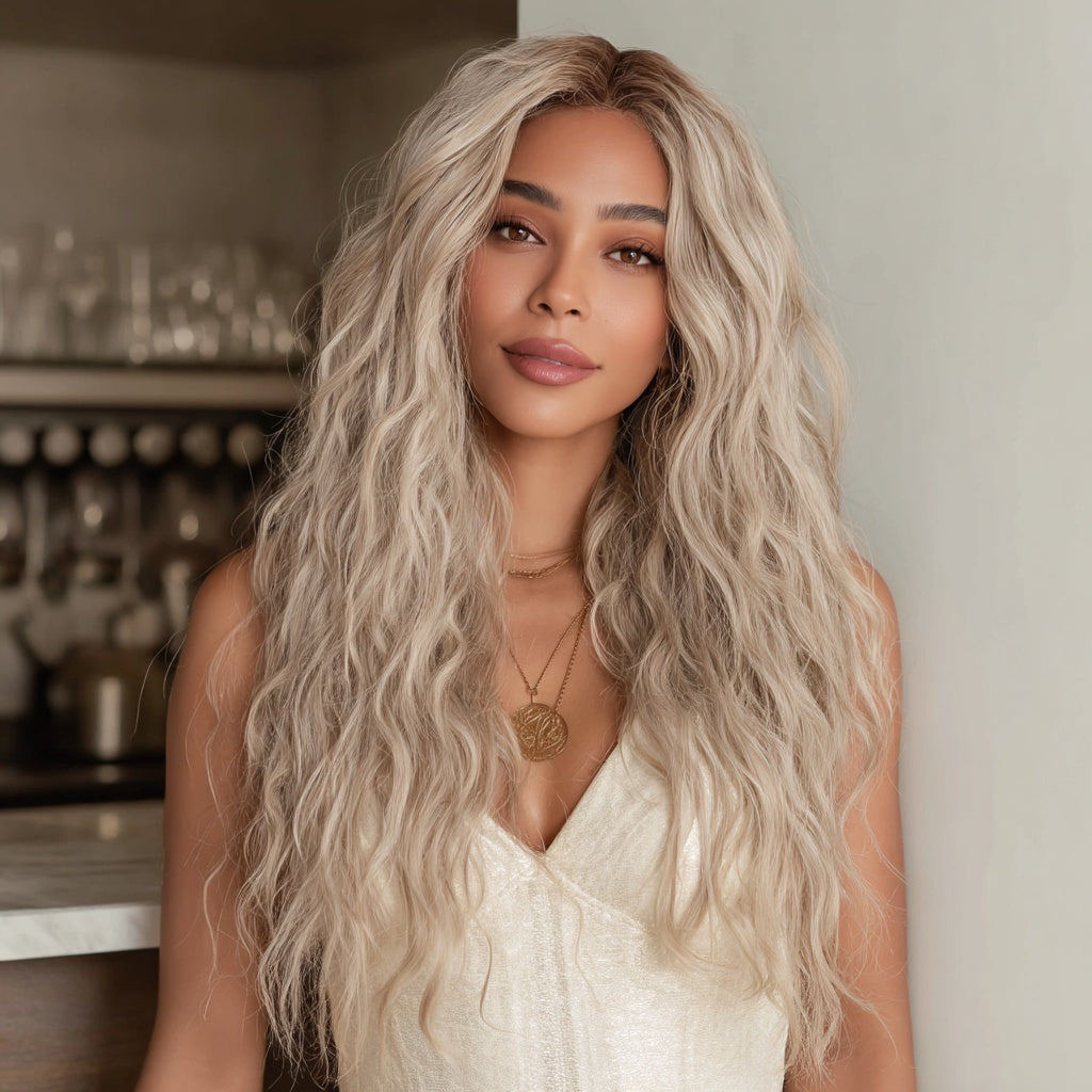 Gray Ombre Wavy Lace Front Wig | T-Part Lace | 150% Density | Heat Resistant Synthetic