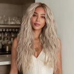 Gray Ombre Wavy Lace Front Wig | T-Part Lace | 150% Density | Heat Resistant Synthetic