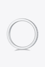 Moissanite Sterling Silver Ring | Platinum-Plated Minimalist Band