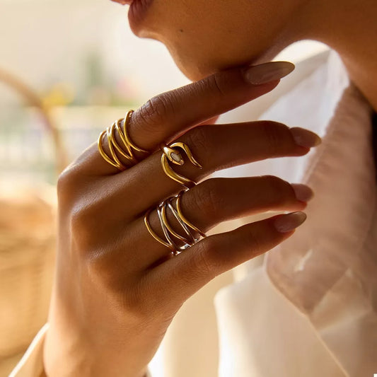 Two-Tone Open Ring | 18K Gold-Plated Stainless Steel