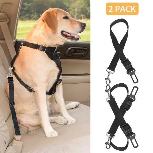 Pet Dog Seat Belt 2-Pack - Adjustable Safety Harness for Car Travel