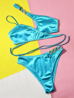 Chain Detail Crisscross Bikini Set – Two-Piece Swimsuit