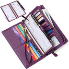 Leather Long Wallet – Slim PU Bifold for Women