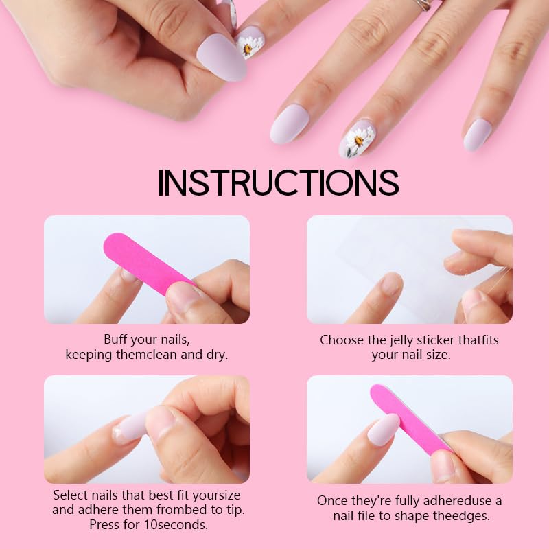 3D Press-On Nails | 24-Piece Extra Long Teardrop False Nail Set