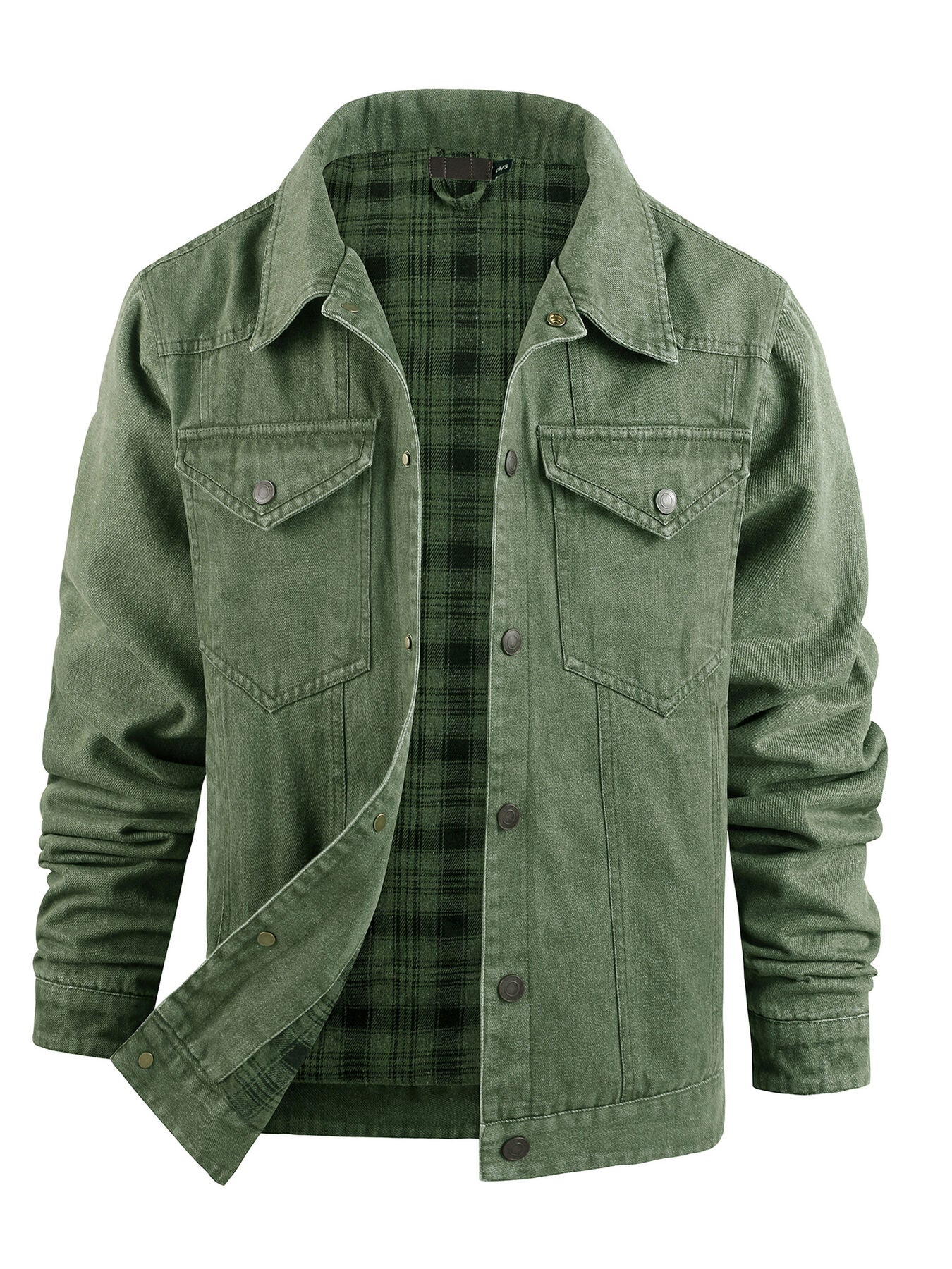 Men's Snap Button Denim Jacket – 95% Polyester, Western Style & Pocketed