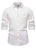 Men's Collared Button-Down Shirt – Viscose Linen Blend Clean Minimal Top