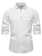 Men's Collared Button-Down Shirt – Viscose Linen Blend Clean Minimal Top