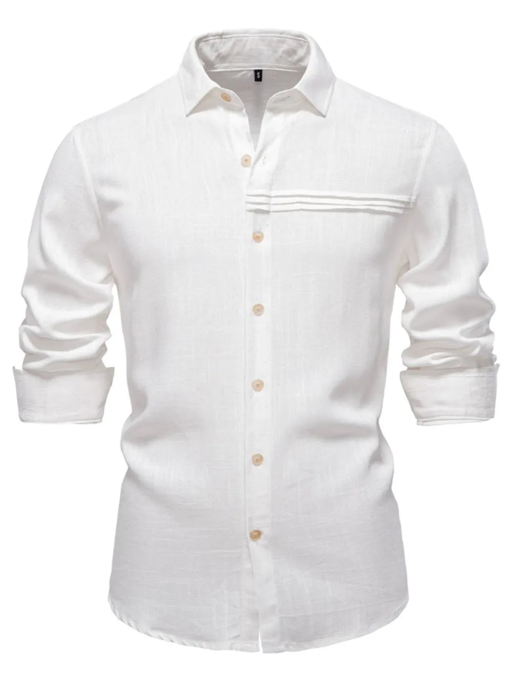 Men's Collared Button-Down Shirt – Viscose Linen Blend Clean Minimal Top