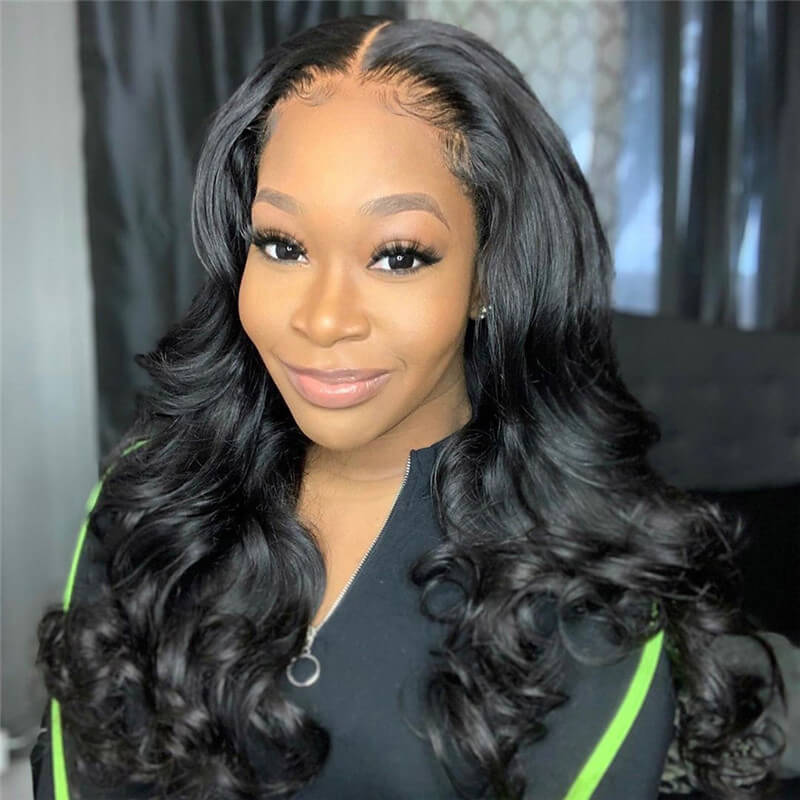 200% Density Body Wave Human Hair Lace Closure Wig - 4x7 Swiss Lace