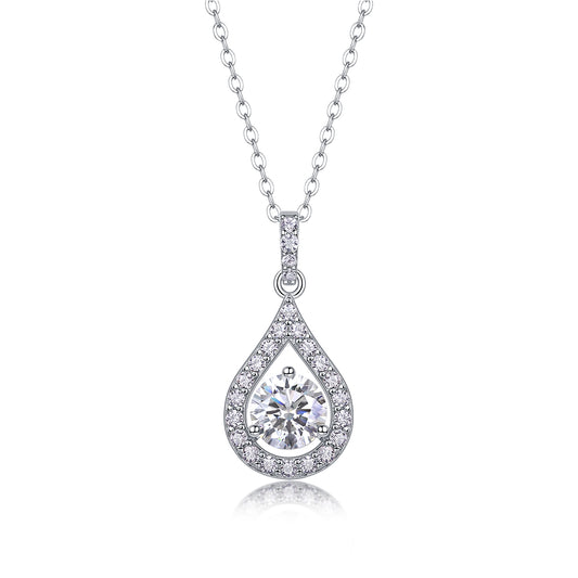 1-Carat Moissanite Heart Pendant Necklace - S925 Sterling Silver with Platinum Plating