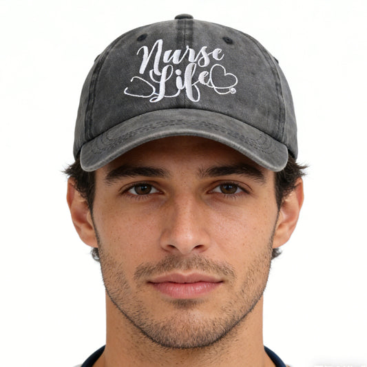 Nurse Life Embroidered Baseball Cap - 2 Pack Cotton Adjustable Hat for Women & Men