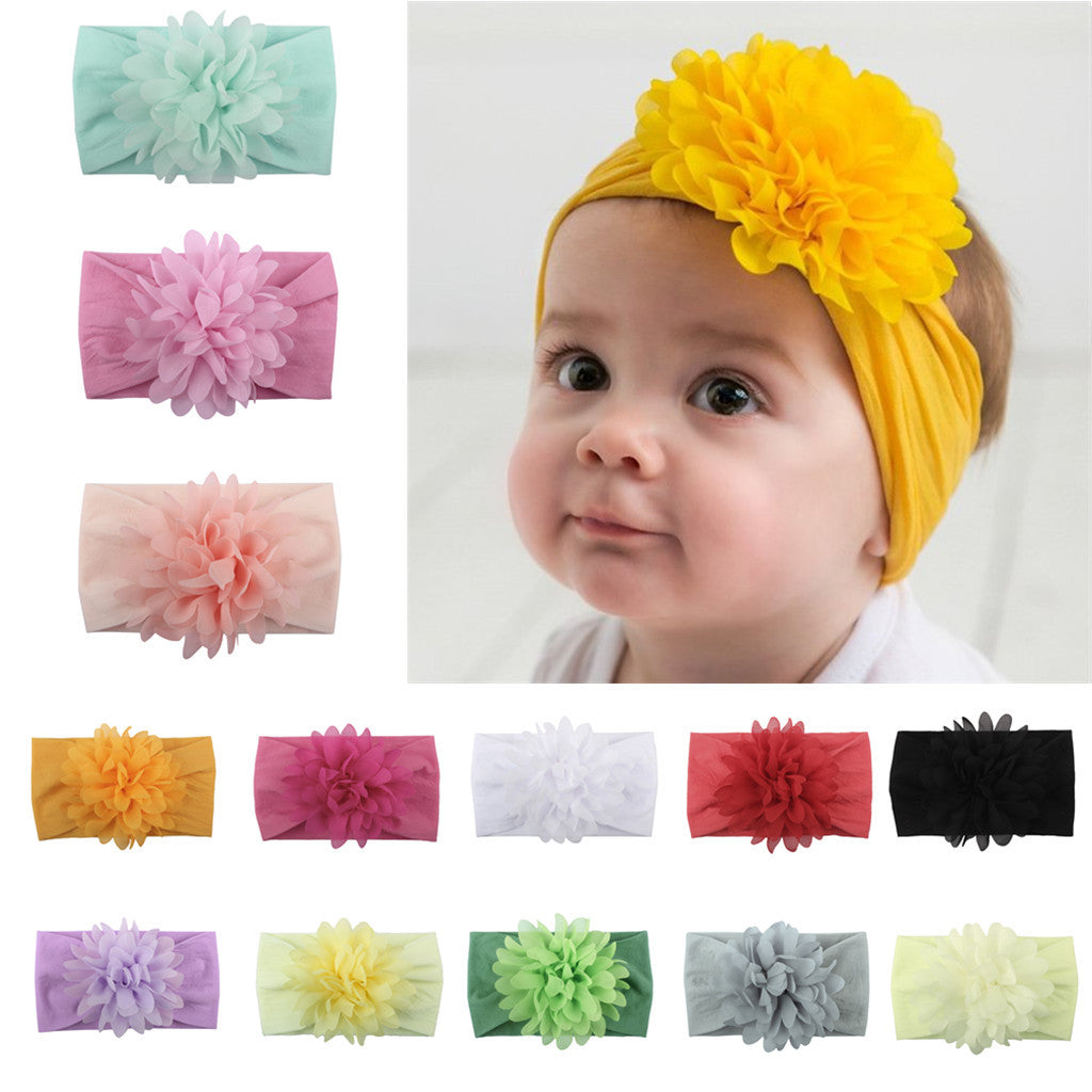 Baby Girl Flower Headband | Soft Chiffon Princess Hair Bow | 13 Colors