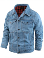 Men's Snap Button Denim Jacket – 95% Polyester, Western Style & Pocketed