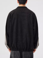 Men's Striped Shoulder Zip-Up Jacket – 95% Polyester, Stretch Fit & Pocketed | Sizes M–2XL
