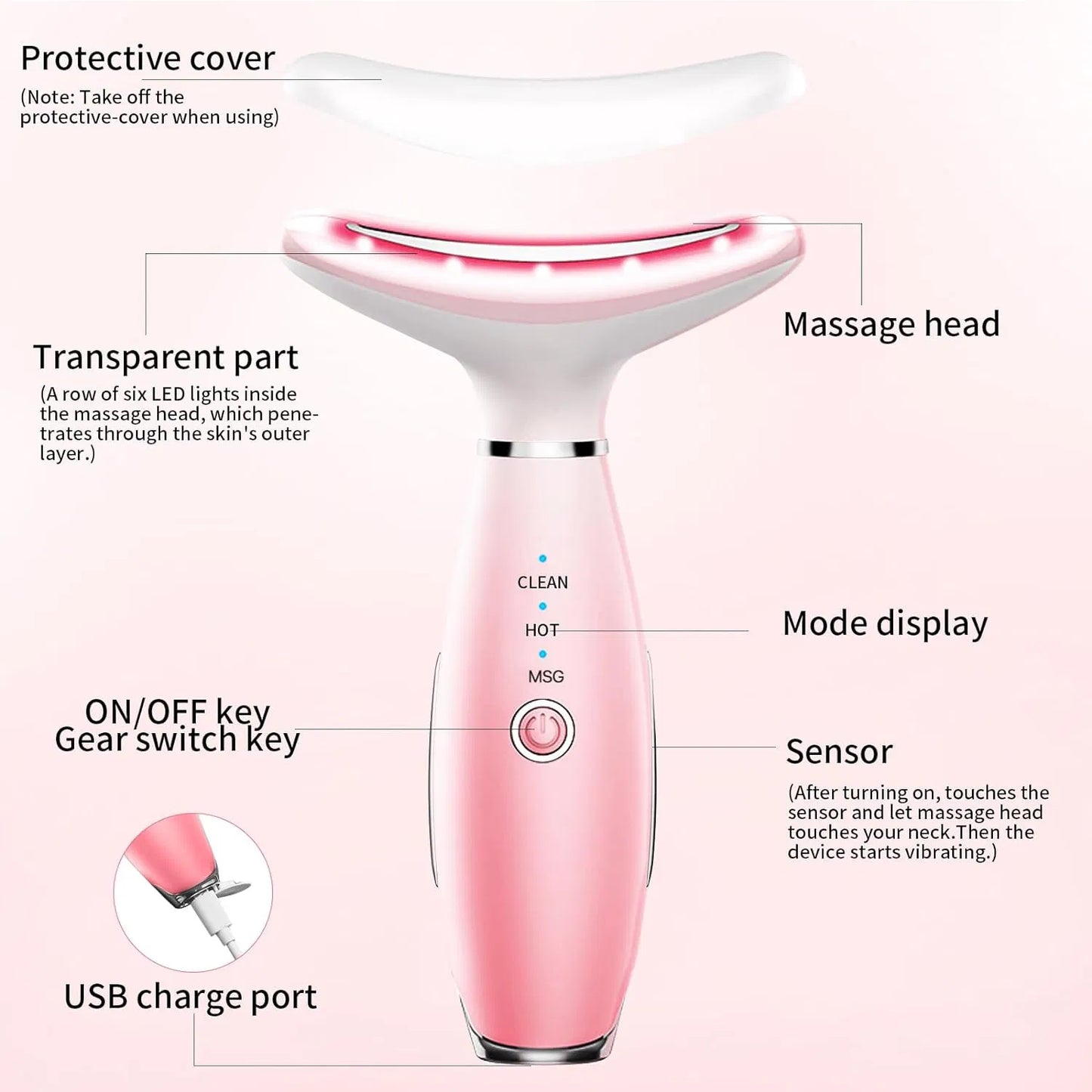 3-in-1 Heated Facial Massager with Vibration - Rechargeable Face Sculpting Tool for Skin Care